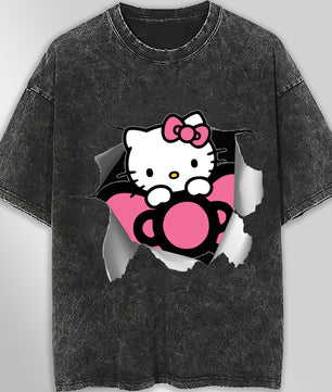 Hello kitty tee shirt - Cute funny graphic tees - Unisex wide sleeve style - Lusy Store LLC
