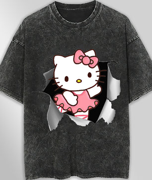 Hello kitty tee shirt - Cute funny graphic tees - Unisex wide sleeve style - Lusy Store LLC