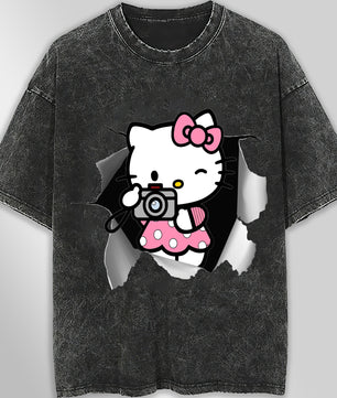 Hello kitty tee shirt - Cute funny graphic tees - Unisex wide sleeve style - Lusy Store LLC