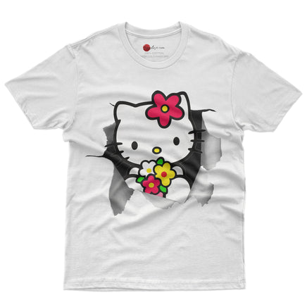 Hello kitty tee shirt - Floral hello kitty Cute funny graphic tees - Unisex novelty cotton t shirt - Lusy Store LLC