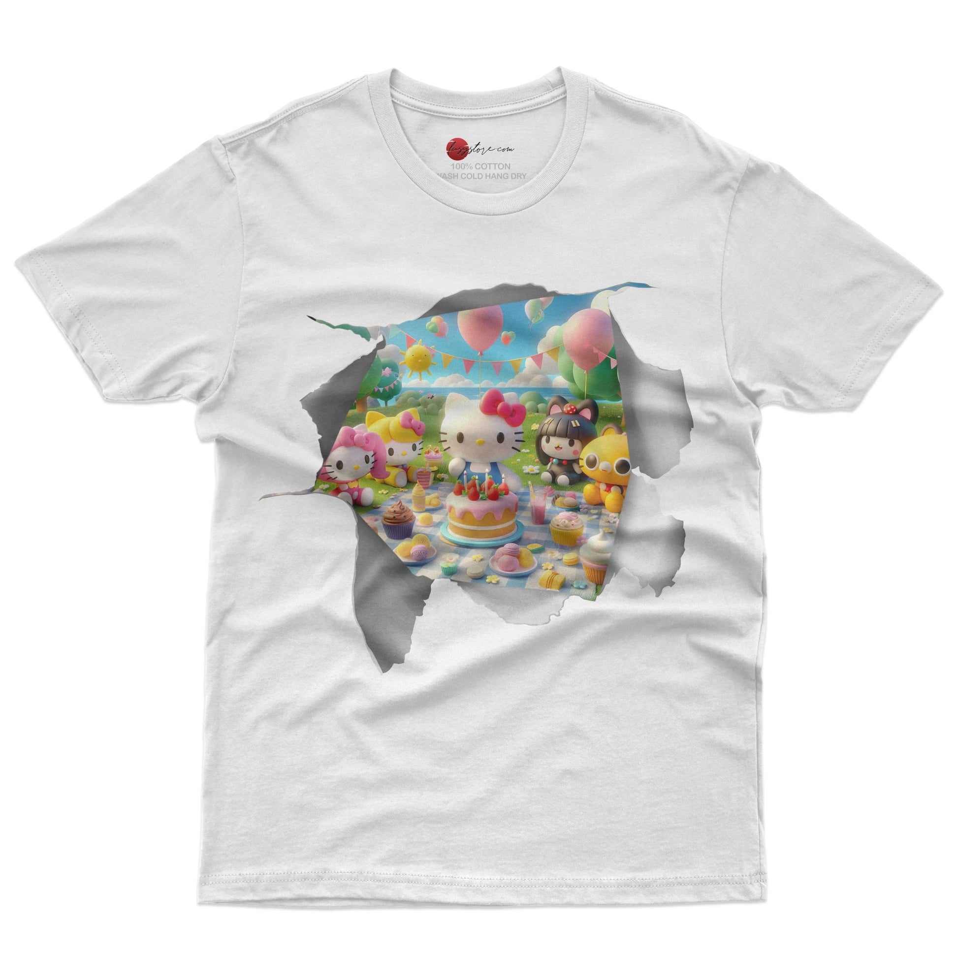 Hello kitty tee shirt - Happy birthday funny graphic tees - Unisex novelty cotton t shirt - Lusy Store LLC