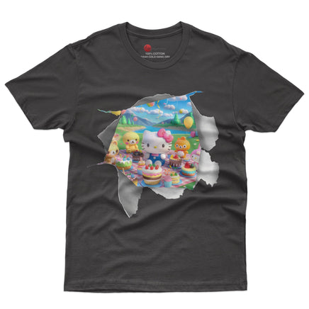 Hello kitty tee shirt - Happy birthday funny graphic tees - Unisex novelty cotton t shirt Black