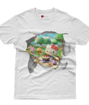 Hello kitty tee shirt - Hello kitty and friend cute funny graphic tees - Unisex novelty cotton t shirt - Lusy Store LLC