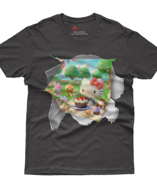 Hello kitty tee shirt - Hello kitty and friend cute funny graphic tees - Unisex novelty cotton t shirt - Lusy Store LLC
