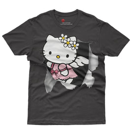 Hello kitty tee shirt - Hello kitty angel cute funny graphic tees - Unisex novelty cotton t shirt Black
