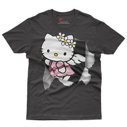 Hello kitty tee shirt - Hello kitty angel cute funny graphic tees - Unisex novelty cotton t shirt Black