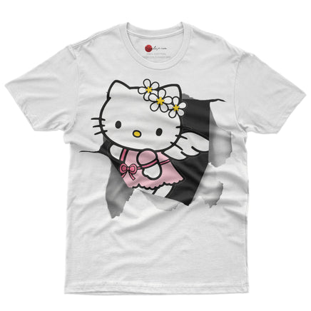 Hello kitty tee shirt - Hello kitty angel cute funny graphic tees - Unisex novelty cotton t shirt White