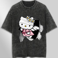 Hello kitty tee shirt - Hello kitty angel cute funny graphic tees - Unisex wide sleeve style Dark Gray