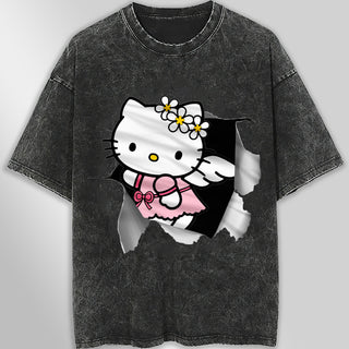 Hello kitty tee shirt - Hello kitty angel cute funny graphic tees - Unisex wide sleeve style - Lusy Store LLC