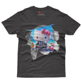 Hello kitty tee shirt - Hello kitty beach funny graphic tees - Unisex novelty cotton t shirt Black