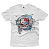 Hello kitty tee shirt - Hello kitty beach funny graphic tees - Unisex novelty cotton t shirt White