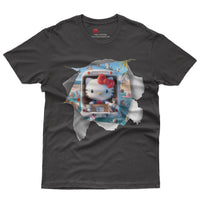 Hello kitty tee shirt - Hello kitty beach funny graphic tees - Unisex novelty cotton t shirt Black