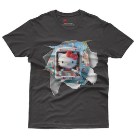 Hello kitty tee shirt - Hello kitty beach funny graphic tees - Unisex novelty cotton t shirt Black