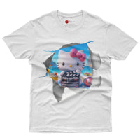 Hello kitty tee shirt - Hello kitty beach funny graphic tees - Unisex novelty cotton t shirt White
