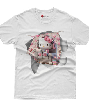 Hello kitty tee shirt - Hello kitty gamer cute funny graphic tees - Unisex novelty cotton t shirt - Lusy Store LLC