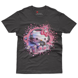 Hello kitty tee shirt - Hello kitty gamer cute funny graphic tees - Unisex novelty cotton t shirt - Lusy Store LLC