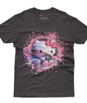 Hello kitty tee shirt - Hello kitty gamer cute funny graphic tees - Unisex novelty cotton t shirt - Lusy Store LLC