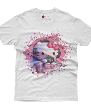 Hello kitty tee shirt - Hello kitty gamer cute funny graphic tees - Unisex novelty cotton t shirt - Lusy Store LLC
