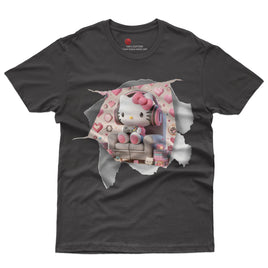 Hello kitty tee shirt - Hello kitty gamer cute funny graphic tees - Unisex novelty cotton t shirt Black