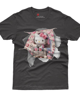Hello kitty tee shirt - Hello kitty gamer cute funny graphic tees - Unisex novelty cotton t shirt - Lusy Store LLC