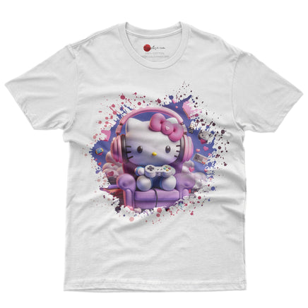 Hello kitty tee shirt - Hello kitty gamer cute graphic tees - Unisex novelty cotton t shirt - Lusy Store LLC