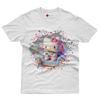 Hello kitty tee shirt - Hello kitty gamer cute graphic tees - Unisex novelty cotton t shirt White
