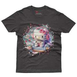 Hello kitty tee shirt - Hello kitty gamer cute graphic tees - Unisex novelty cotton t shirt Black