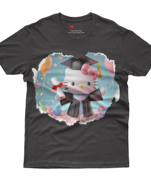Hello kitty tee shirt - Hello kitty graduation cute funny graphic tees - Unisex novelty cotton t shirt - Lusy Store LLC