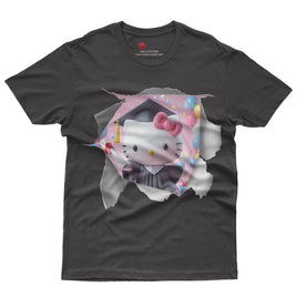 Hello kitty tee shirt - Hello kitty graduation cute funny graphic tees - Unisex novelty cotton t shirt Black