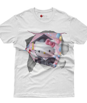 Hello kitty tee shirt - Hello kitty graduation cute funny graphic tees - Unisex novelty cotton t shirt - Lusy Store LLC