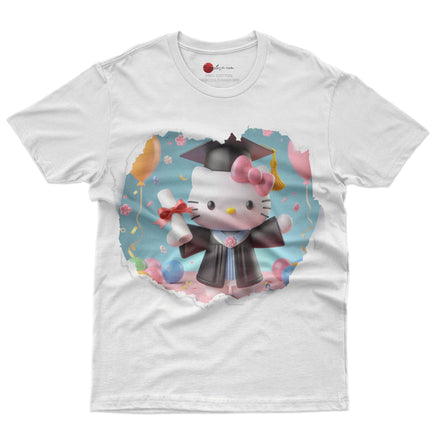 Hello kitty tee shirt - Hello kitty graduation cute funny graphic tees - Unisex novelty cotton t shirt - Lusy Store LLC