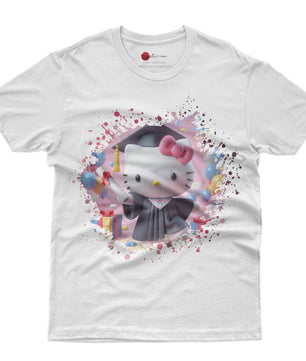Hello kitty tee shirt - Hello kitty graduation cute graphic tees - Unisex novelty cotton t shirt - Lusy Store LLC