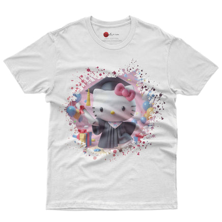 Hello kitty tee shirt - Hello kitty graduation cute graphic tees - Unisex novelty cotton t shirt - Lusy Store LLC