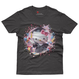 Hello kitty tee shirt - Hello kitty graduation cute graphic tees - Unisex novelty cotton t shirt - Lusy Store LLC