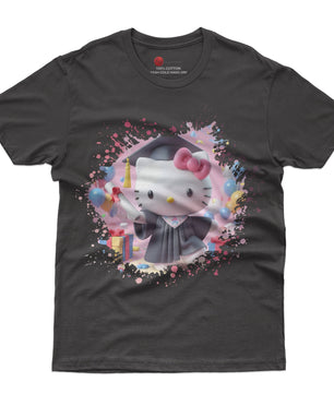 Hello kitty tee shirt - Hello kitty graduation cute graphic tees - Unisex novelty cotton t shirt - Lusy Store LLC
