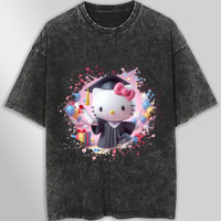 Hello kitty tee shirt - Hello kitty graduation cute graphic tees - Unisex wide sleeve style - Lusy Store LLC
