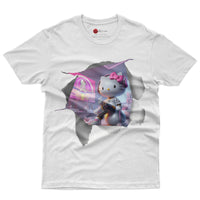Hello kitty tee shirt - Hello Kitty style funny graphic tees - Unisex novelty cotton t shirt White
