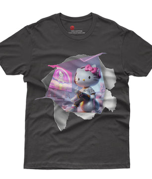Hello kitty tee shirt - Hello Kitty style funny graphic tees - Unisex novelty cotton t shirt - Lusy Store LLC