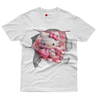 Hello kitty tee shirt - Hello Kitty with a heart funny graphic tees - Unisex novelty cotton t shirt White