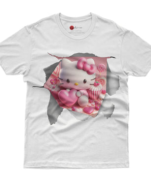 Hello kitty tee shirt - Hello Kitty with a heart funny graphic tees - Unisex novelty cotton t shirt - Lusy Store LLC