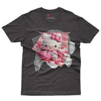 Hello kitty tee shirt - Hello Kitty with a heart funny graphic tees - Unisex novelty cotton t shirt Black