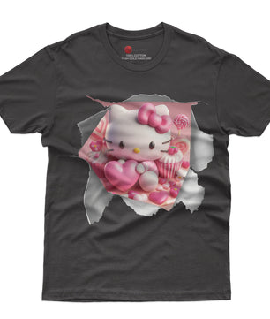 Hello kitty tee shirt - Hello Kitty with a heart funny graphic tees - Unisex novelty cotton t shirt - Lusy Store LLC