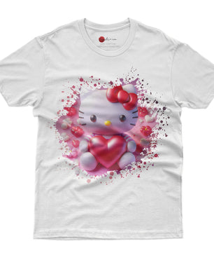 Hello kitty tee shirt - Hello Kitty with heart cute graphic tees - Unisex novelty cotton t shirt - Lusy Store LLC
