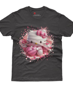 Hello kitty tee shirt - Hello Kitty with heart cute graphic tees - Unisex novelty cotton t shirt - Lusy Store LLC
