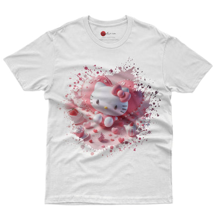 Hello kitty tee shirt - Hello Kitty with heart cute graphic tees - Unisex novelty cotton t shirt - Lusy Store LLC