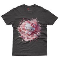 Hello kitty tee shirt - Hello Kitty with heart cute graphic tees - Unisex novelty cotton t shirt Black