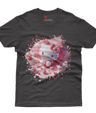 Hello kitty tee shirt - Hello Kitty with heart cute graphic tees - Unisex novelty cotton t shirt - Lusy Store LLC