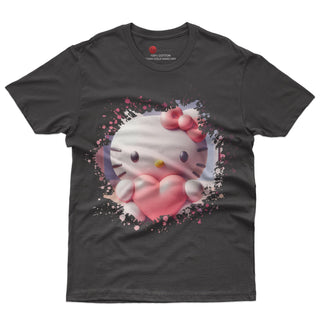 Hello kitty tee shirt - Hello Kitty with heart cute graphic tees - Unisex novelty cotton t shirt - Lusy Store LLC
