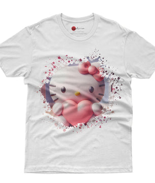 Hello kitty tee shirt - Hello Kitty with heart cute graphic tees - Unisex novelty cotton t shirt - Lusy Store LLC