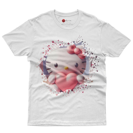 Hello kitty tee shirt - Hello Kitty with heart cute graphic tees - Unisex novelty cotton t shirt - Lusy Store LLC